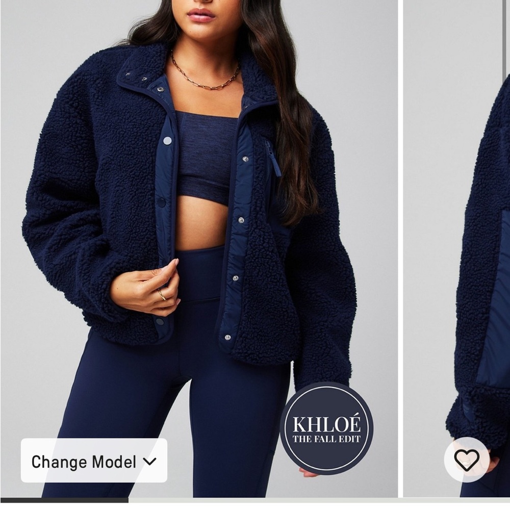 Fabletics Blue Performance Jacket with Cozy Fleece